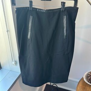 Vince. Leather Trimmed Black Pencil Skirt Size 0